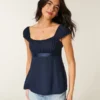 Top babydoll facile à nouer en satin Top babydoll facile à nouer en satin