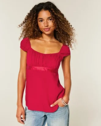 Top babydoll facile à nouer en satin