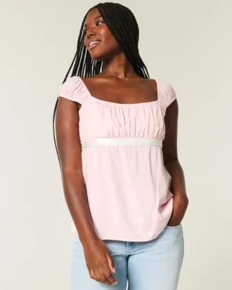 Top babydoll facile à nouer en satin