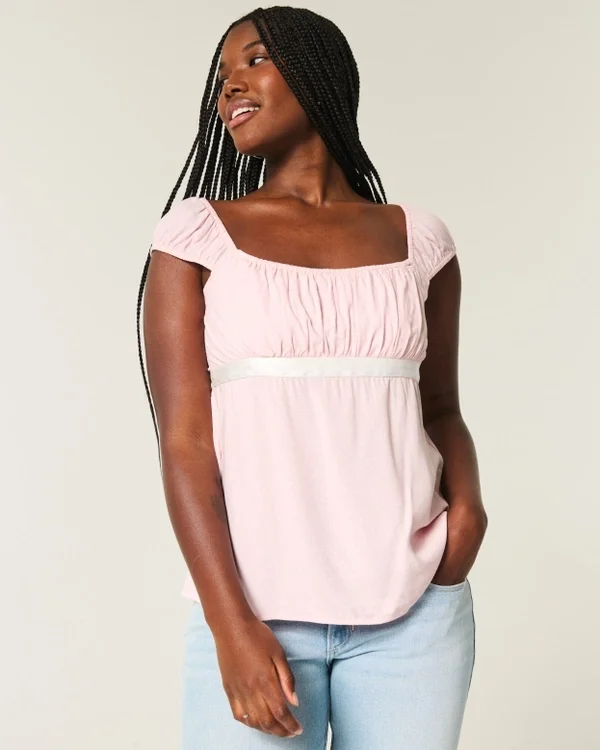 Top babydoll facile à nouer en satin Top babydoll facile à nouer en satin