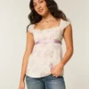 Top babydoll facile à nouer en satin Top babydoll facile à nouer en satin