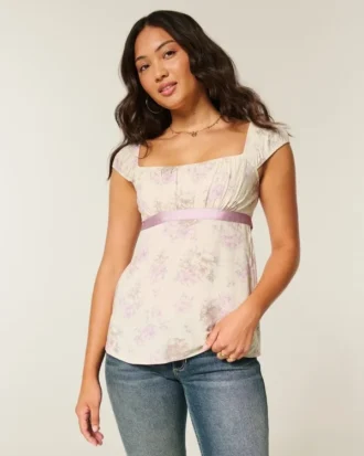 Top babydoll facile à nouer en satin
