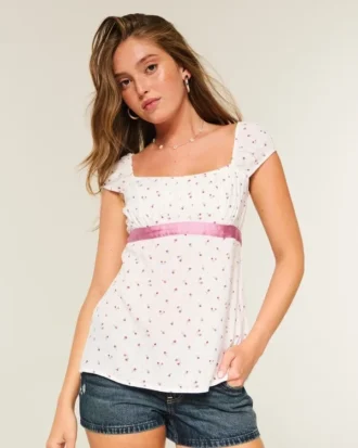 Top babydoll facile à nouer en satin