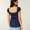 Top babydoll facile à nouer en satin Top babydoll facile à nouer en satin