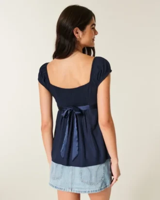 Top babydoll facile à nouer en satin