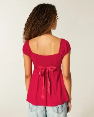 Top babydoll facile à nouer en satin