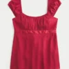 Top babydoll facile à nouer en satin Top babydoll facile à nouer en satin