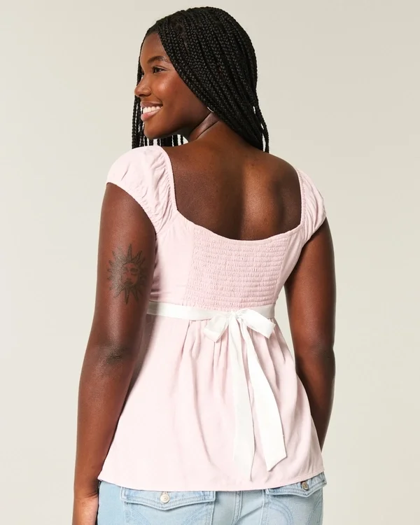 Top babydoll facile à nouer en satin Top babydoll facile à nouer en satin