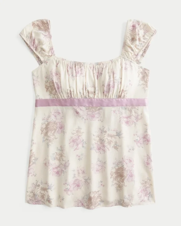 Top babydoll facile à nouer en satin Top babydoll facile à nouer en satin