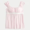 Top babydoll facile à nouer en satin Top babydoll facile à nouer en satin