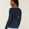Top babydoll Henley facile à nouer dans le dos Top babydoll Henley facile à nouer dans le dos