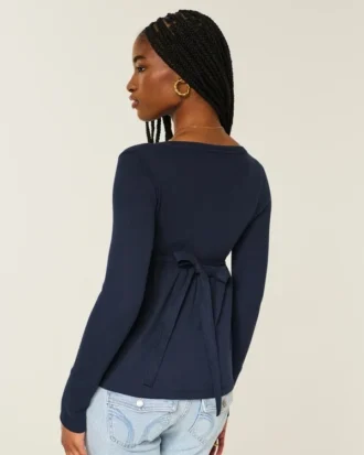 Top babydoll Henley facile à nouer dans le dos