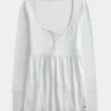 Top babydoll Henley facile à nouer dans le dos Top babydoll Henley facile à nouer dans le dos