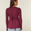 Top babydoll Henley facile à nouer dans le dos Top babydoll Henley facile à nouer dans le dos