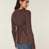 Top babydoll Henley facile à nouer dans le dos Top babydoll Henley facile à nouer dans le dos