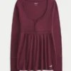Top babydoll Henley facile à nouer dans le dos Top babydoll Henley facile à nouer dans le dos