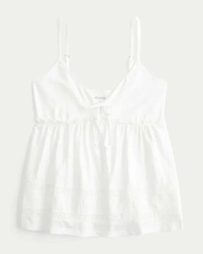Top babydoll à nouer sur le devant