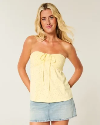 Top babydoll sans bretelles cintré