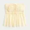 Top babydoll sans bretelles facile à porter en crochet mélangé Top babydoll sans bretelles facile à porter en crochet mélangé
