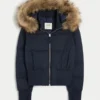Veste bomber matelassée avec bordure en fausse fourrure Veste bomber matelassée avec bordure en fausse fourrure