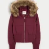Veste bomber matelassée avec bordure en fausse fourrure Veste bomber matelassée avec bordure en fausse fourrure