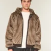 Veste à capuche en fausse fourrure Veste à capuche en fausse fourrure