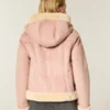 Veste à capuche en fausse peau lainée doublée de fausse fourrure