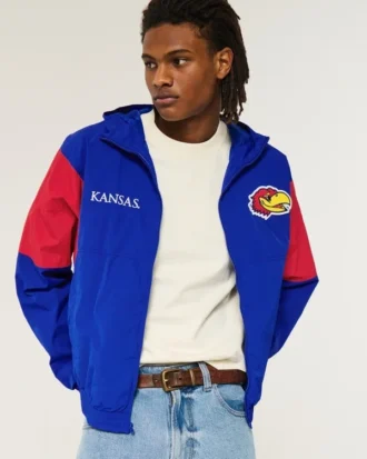 Veste coupe-vent à capuche et imprimé Jayhawks de l&rsquo;université du Kansas