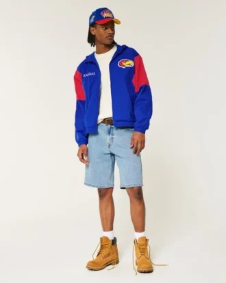 Veste coupe-vent à capuche et imprimé Jayhawks de l&rsquo;université du Kansas