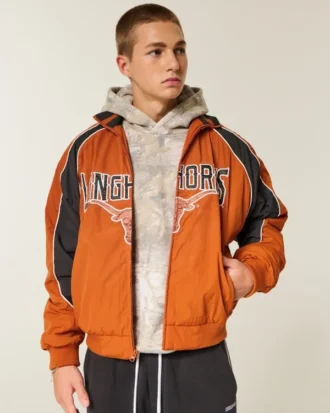 Veste coupe-vent à motif Longhorns de l&rsquo;université du Texas à Austin