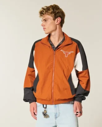 Veste coupe-vent à motif Longhorns de l&rsquo;université du Texas à Austin