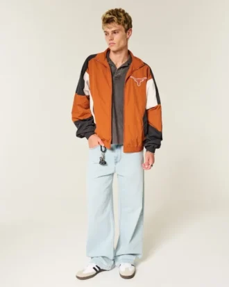 Veste coupe-vent à motif Longhorns de l&rsquo;université du Texas à Austin