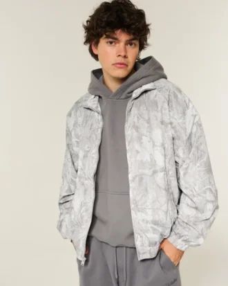 Veste coupe-vent zippée camouflage