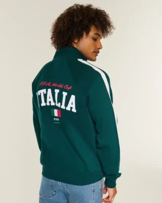 Veste de survêtement en molleton avec imprimé Coupe du monde de football 1990 en Italie