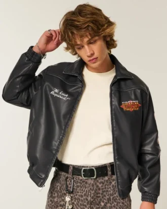 Veste en cuir vegan à motif Casino