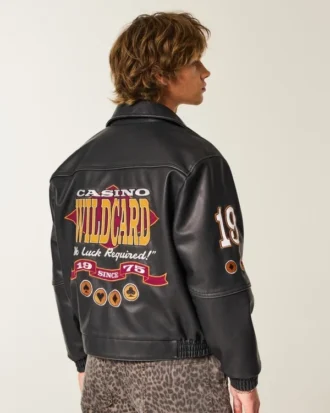 Veste en cuir vegan à motif Casino