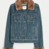 Veste en jean avec bordure en fausse fourrure Veste en jean avec bordure en fausse fourrure