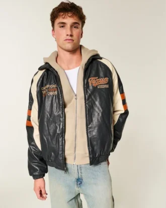 Veste en simili cuir avec motif graphique University of Texas at Austin Longhorns