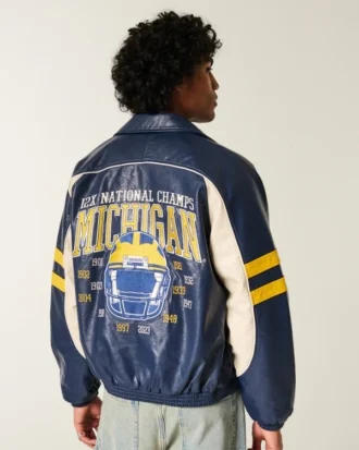 Veste graphique en simili cuir Wolverines de l&rsquo;université du Michigan