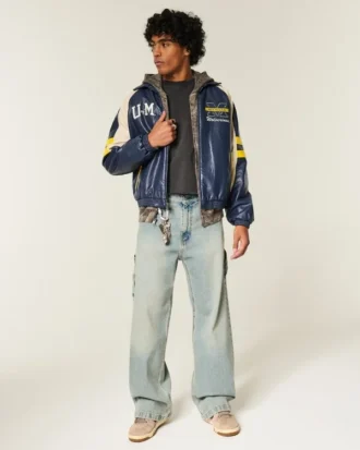 Veste graphique en simili cuir Wolverines de l&rsquo;université du Michigan