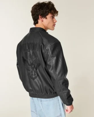 Veste graphique Hollywood en simili cuir