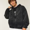 Veste skater en denim noir délavé Veste skater en denim noir délavé
