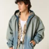 Veste skateur en denim délavé Veste skateur en denim délavé