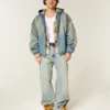 Veste skateur en denim délavé Veste skateur en denim délavé