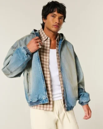 Veste skateur en denim zippée