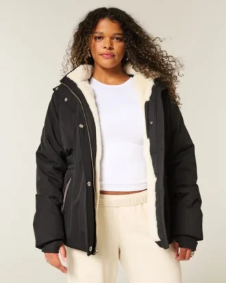 Veste toutes saisons doublée de fausse fourrure