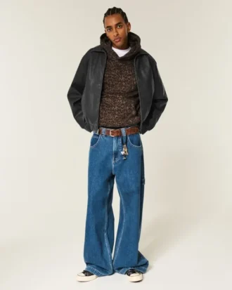 Veste zippée en cuir vegan